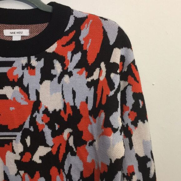 Nine West Color Block Cropped Sweater: Size Small - Picture 3 of 9